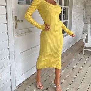 Yellow ribbed dress